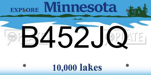 B452JQ Minnesota License Plate