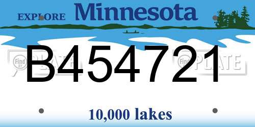B454721 Minnesota License Plate