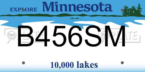 B456SM Minnesota License Plate