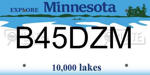 B45DZM Minnesota License Plate