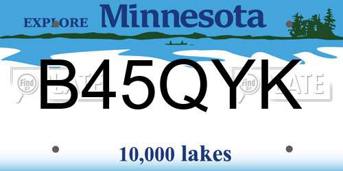 B45QYK Minnesota License Plate