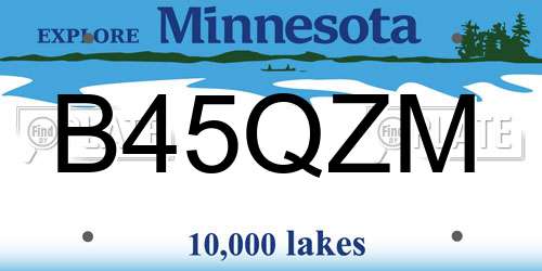 B45QZM Minnesota License Plate