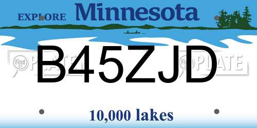 B45ZJD Minnesota License Plate