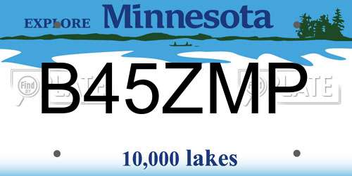 B45ZMP Minnesota License Plate
