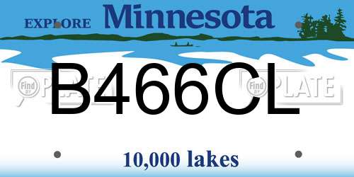 B466CL Minnesota License Plate