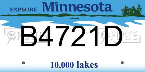 B4721D Minnesota License Plate