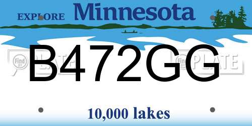B472GG Minnesota License Plate