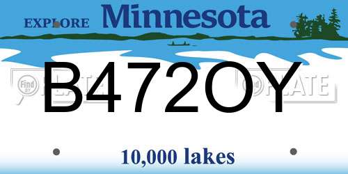 B472OY Minnesota License Plate