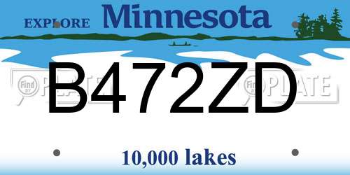 B472ZD Minnesota License Plate