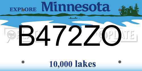 B472ZO Minnesota License Plate