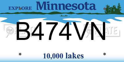 B474VN Minnesota License Plate
