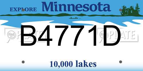 B4771D Minnesota License Plate