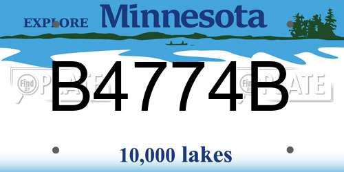 B4774B Minnesota License Plate