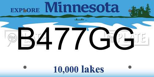 B477GG Minnesota License Plate