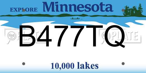 B477TQ Minnesota License Plate