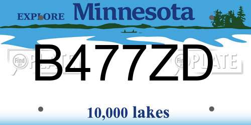 B477ZD Minnesota License Plate
