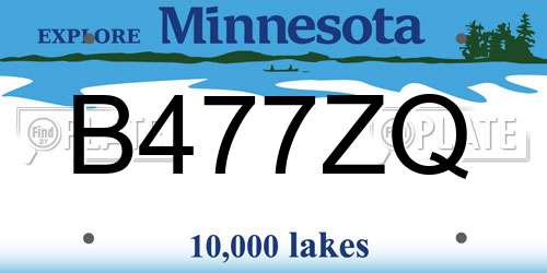 B477ZQ Minnesota License Plate