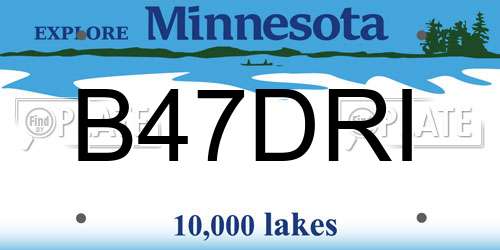 B47DRI Minnesota License Plate