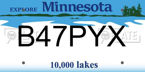 B47PYX Minnesota License Plate