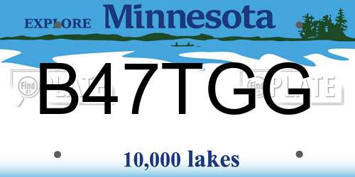 B47TGG Minnesota License Plate
