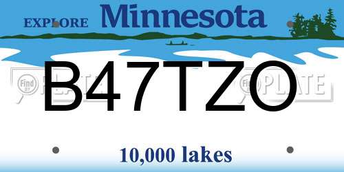 B47TZO Minnesota License Plate