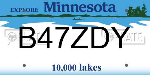 B47ZDY Minnesota License Plate