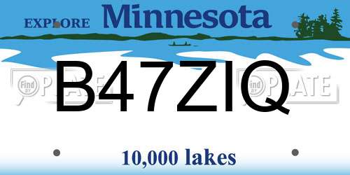 B47ZIQ Minnesota License Plate