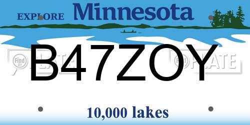 B47ZOY Minnesota License Plate