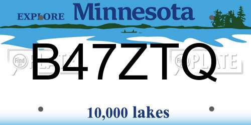 B47ZTQ Minnesota License Plate