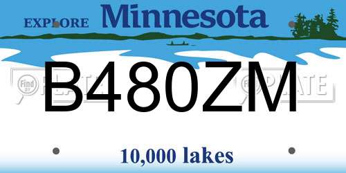 B480ZM Minnesota License Plate