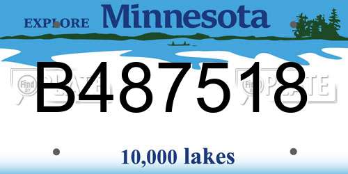 B487518 Minnesota License Plate
