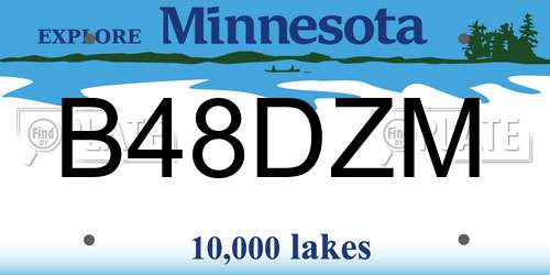 B48DZM Minnesota License Plate