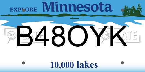 B48OYK Minnesota License Plate