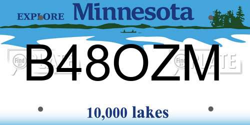B48OZM Minnesota License Plate