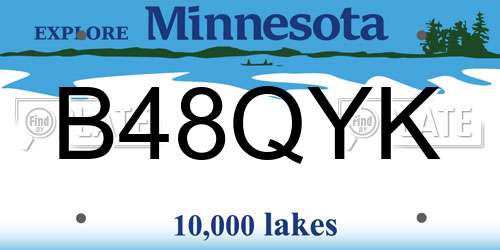 B48QYK Minnesota License Plate