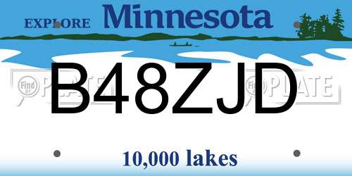 B48ZJD Minnesota License Plate