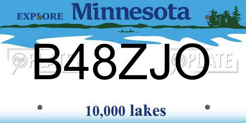 B48ZJO Minnesota License Plate