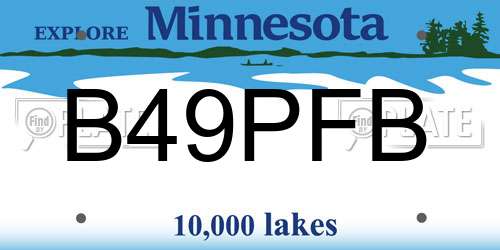 B49PFB Minnesota License Plate