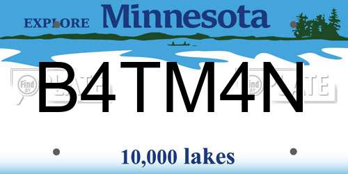B4TM4N Minnesota License Plate