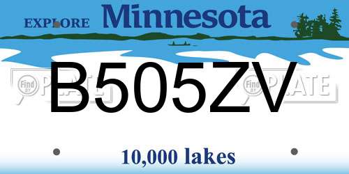 B505ZV Minnesota License Plate