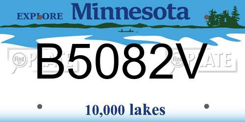 B5082V Minnesota License Plate
