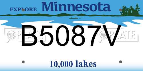 B5087V Minnesota License Plate