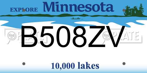 B508ZV Minnesota License Plate