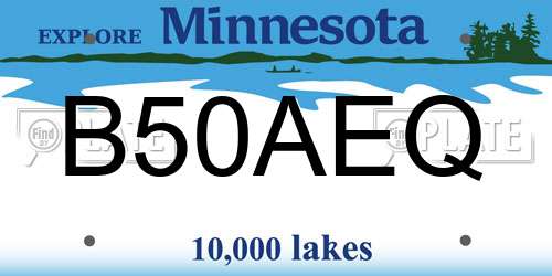 B50AEQ Minnesota License Plate