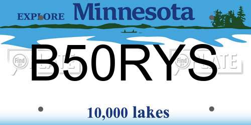 B50RYS Minnesota License Plate