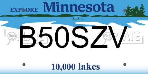 B50SZV Minnesota License Plate