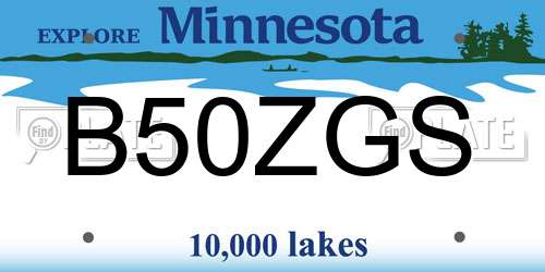 B50ZGS Minnesota License Plate