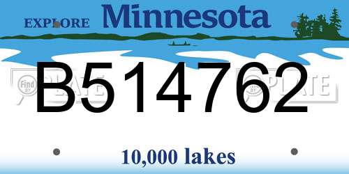 B514762 Minnesota License Plate