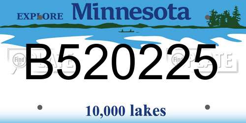 B520225 Minnesota License Plate
