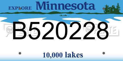 B520228 Minnesota License Plate